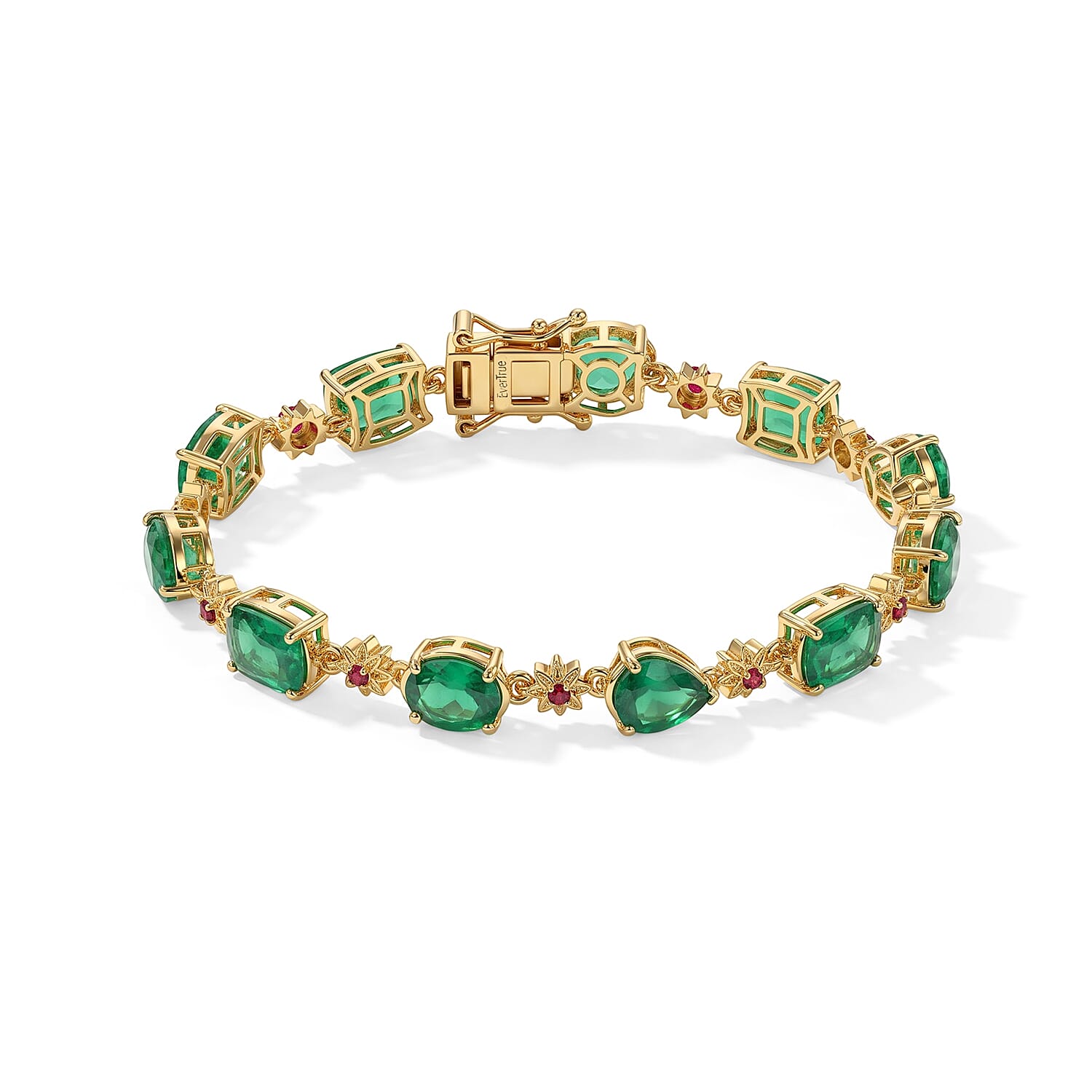 EverTrue Verde Onyx and Mozambique Garnet 12.40 ctw Bracelet in 18K YG Plated (7.25 In)