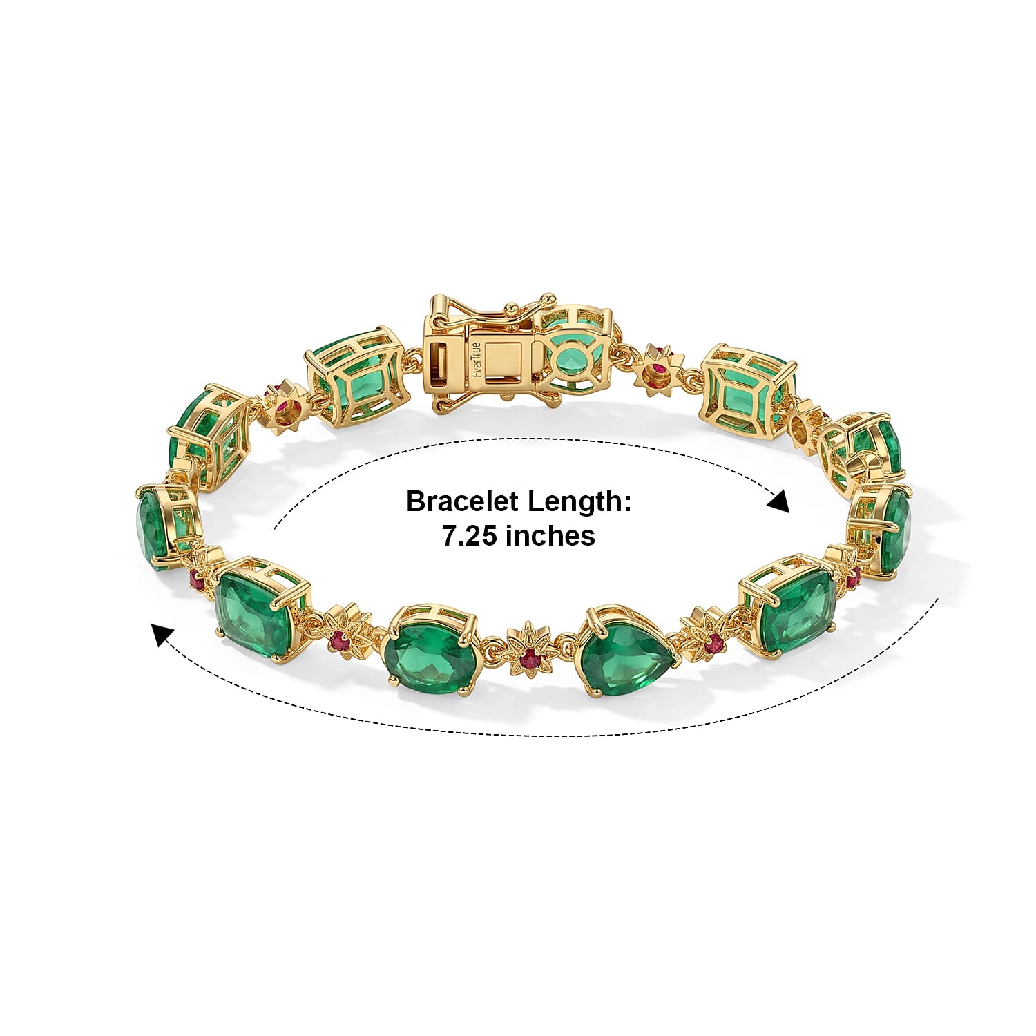 EverTrue Verde Onyx and Mozambique Garnet 12.40 ctw Bracelet in 18K YG Plated (7.25 In)