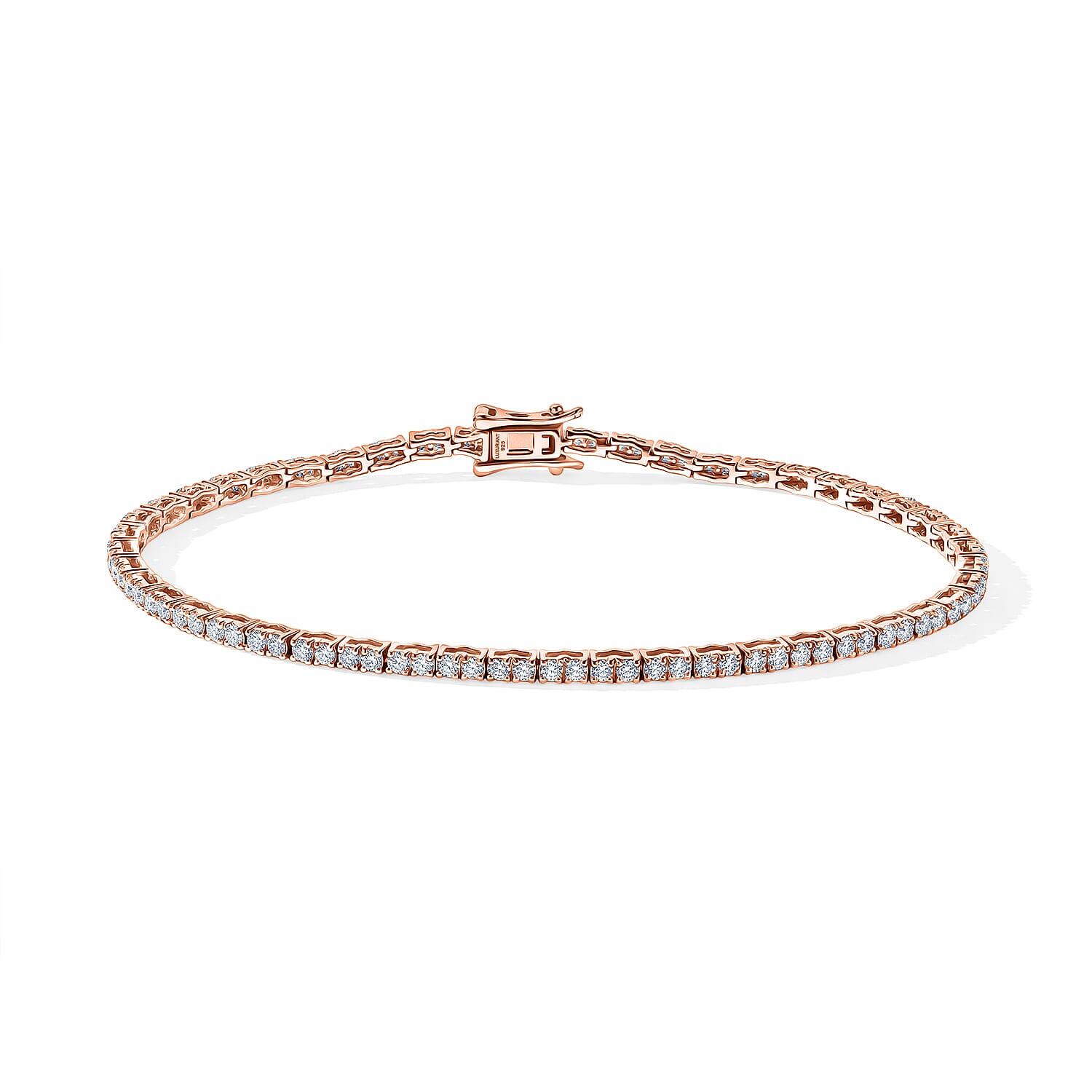 Luxuriant Lab Grown Diamond E-F VS 2.00 ctw Cluster Bracelet in 18K Vermeil Rose Gold Over Sterling Silver (6.50 In)