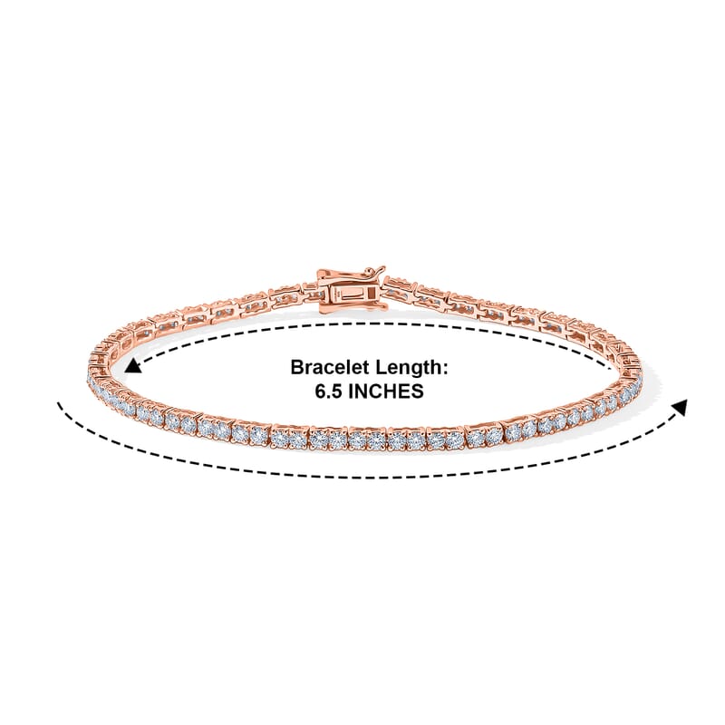 Luxuriant Lab Grown Diamond E-F, VS 3.00 ctw Tennis Bracelet in 18K Vermeil Rose Gold Over Sterling Silver (6.50 In)