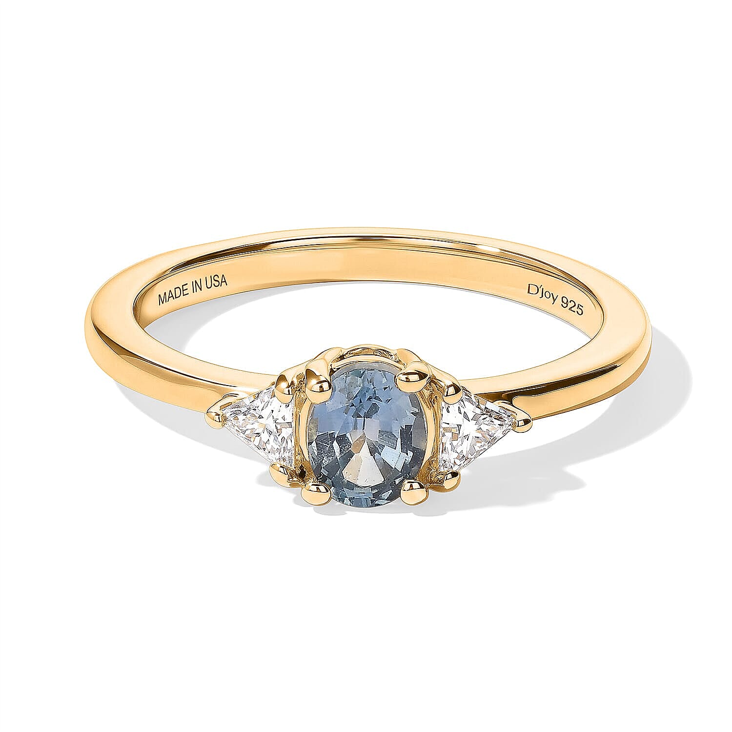 D'Joy Premium Montana Sapphire and Moissanite 1.00 ctw Alpine Vista Ring in 18K Vermeil Yellow Gold Over Sterling Silver (Size 5.0)