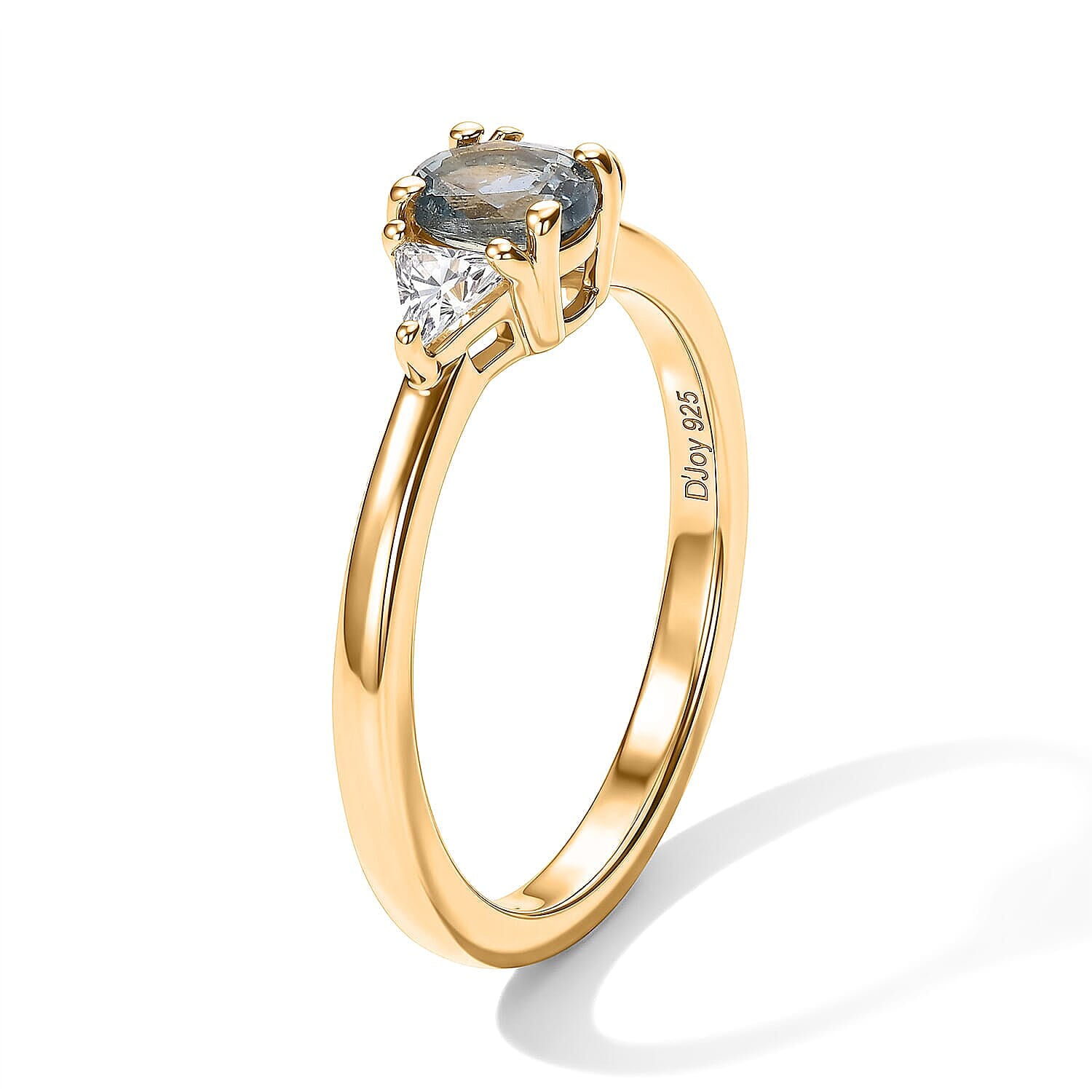 D'Joy Premium Montana Sapphire and Moissanite 1.00 ctw Alpine Vista Ring in 18K Vermeil Yellow Gold Over Sterling Silver (Size 5.0)