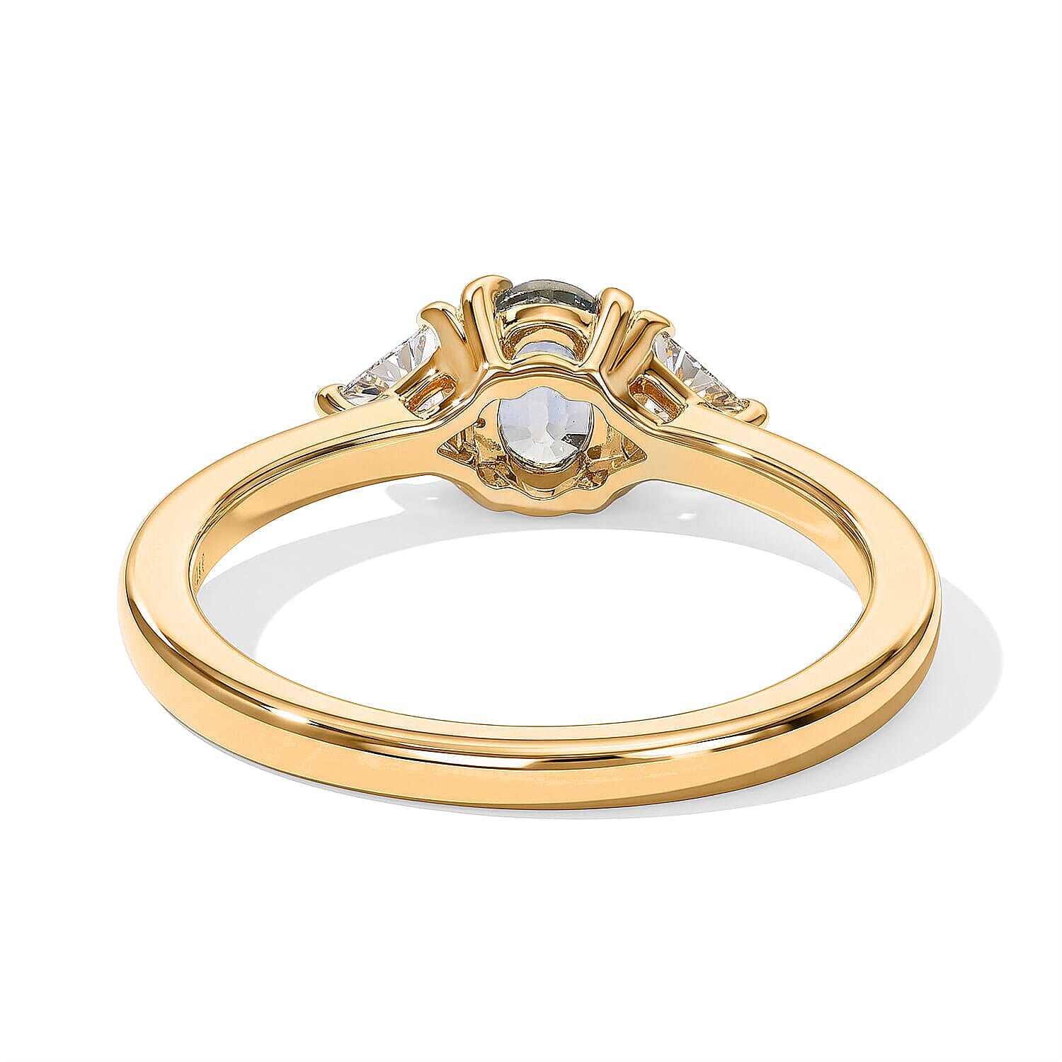 D'Joy Premium Montana Sapphire and Moissanite 1.00 ctw Alpine Vista Ring in 18K Vermeil Yellow Gold Over Sterling Silver (Size 5.0)