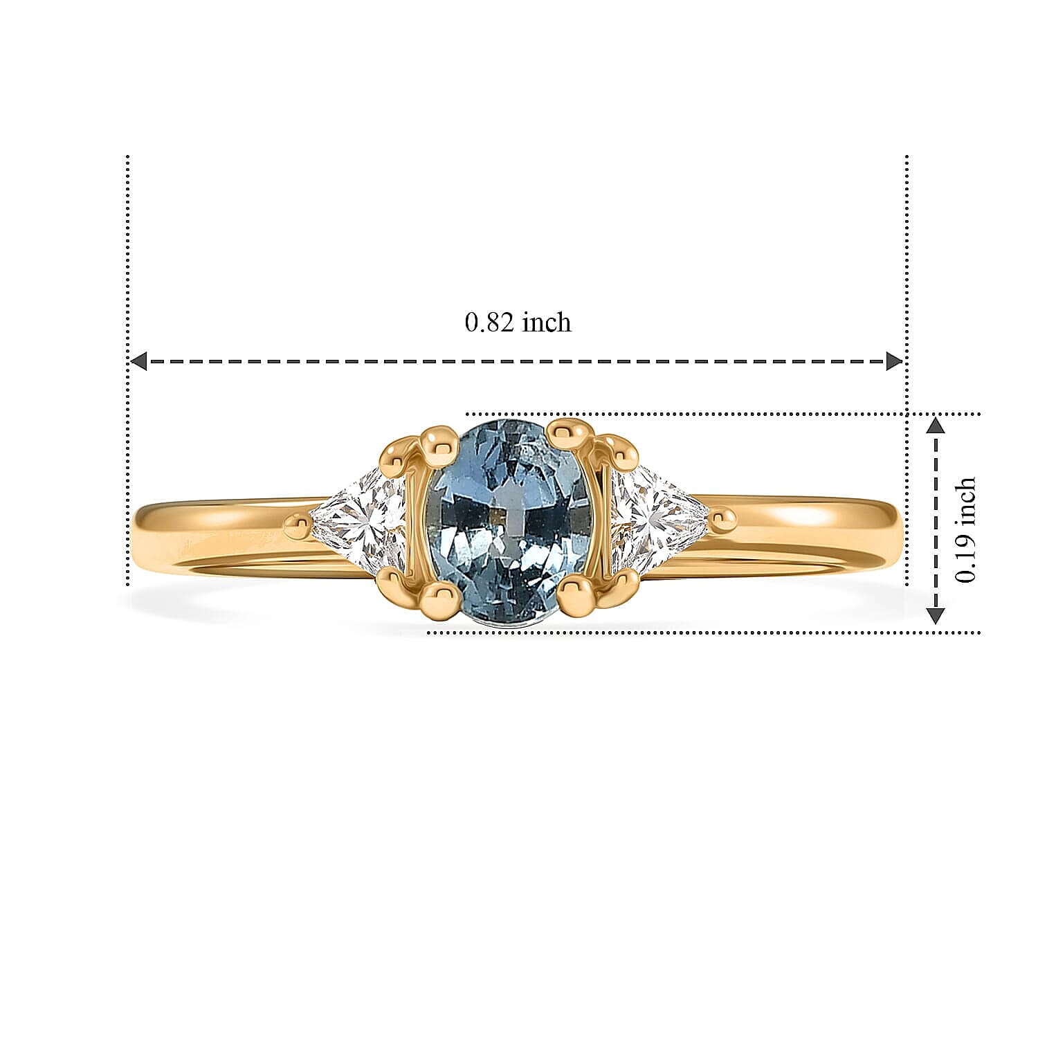 D'Joy Premium Montana Sapphire and Moissanite 1.00 ctw Alpine Vista Ring in 18K Vermeil Yellow Gold Over Sterling Silver (Size 5.0)