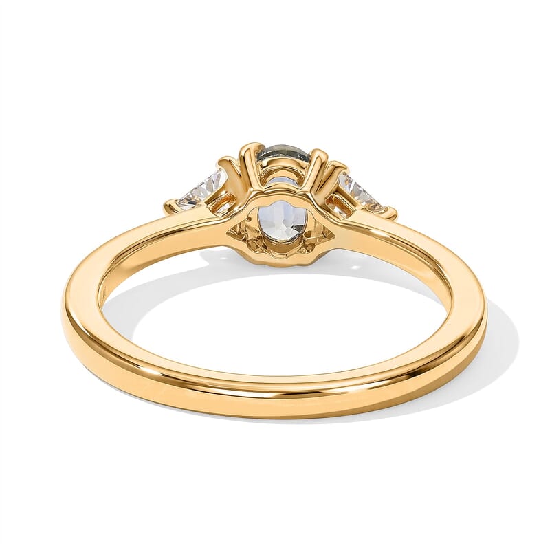 D'Joy Premium Montana Sapphire and Moissanite 1.00 ctw Alpine Vista Ring in 18K Vermeil Yellow Gold Over Sterling Silver (Size 6.0)