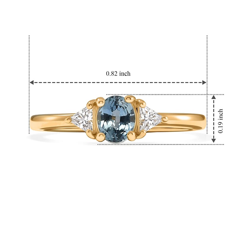 D'Joy Premium Montana Sapphire and Moissanite 1.00 ctw Alpine Vista Ring in 18K Vermeil Yellow Gold Over Sterling Silver (Size 6.0)