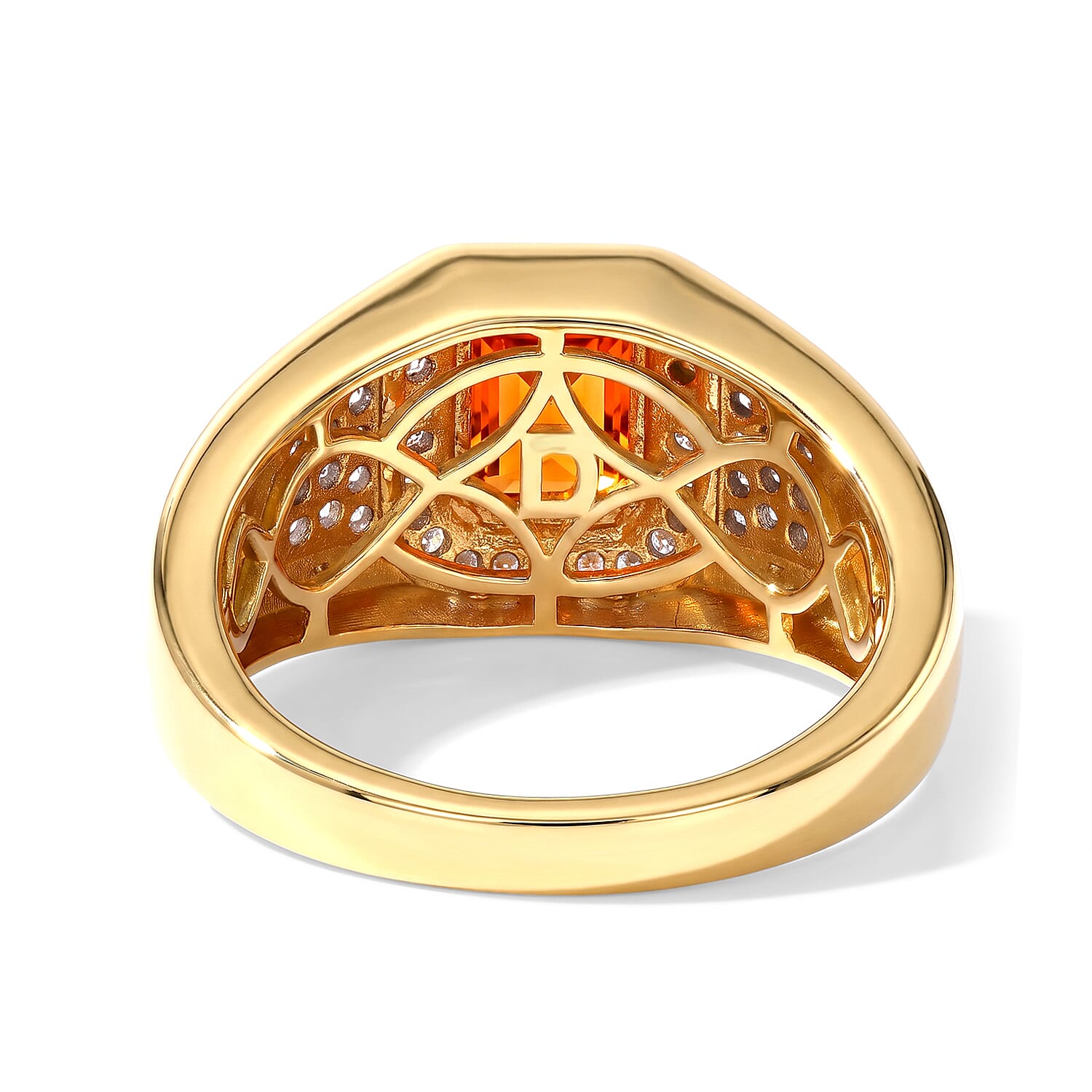 D'Joy AAA Crimson Fire Opal and Moissanite 1.50 ctw Men's Ring in 18K Vermeil Yellow Gold Over Sterling Silver (Size 10.0)