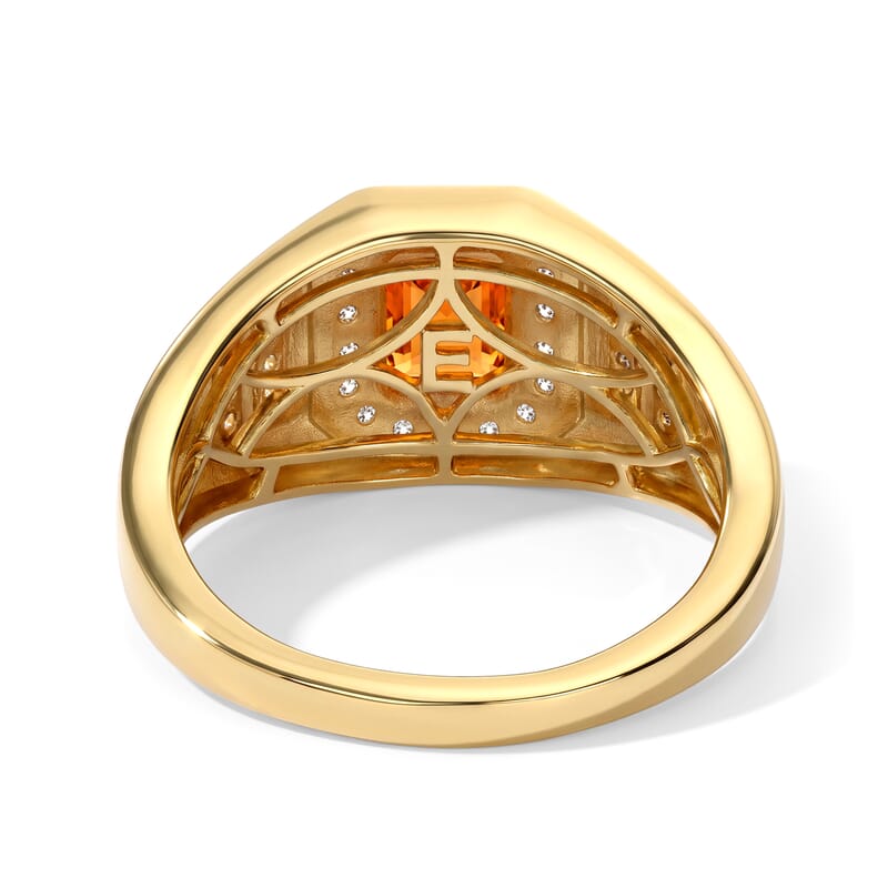 EverTrue AAA Crimson Fire Opal and White Zircon 0.75 ctw Men's Ring 18K YG Plated (Size 9.0)