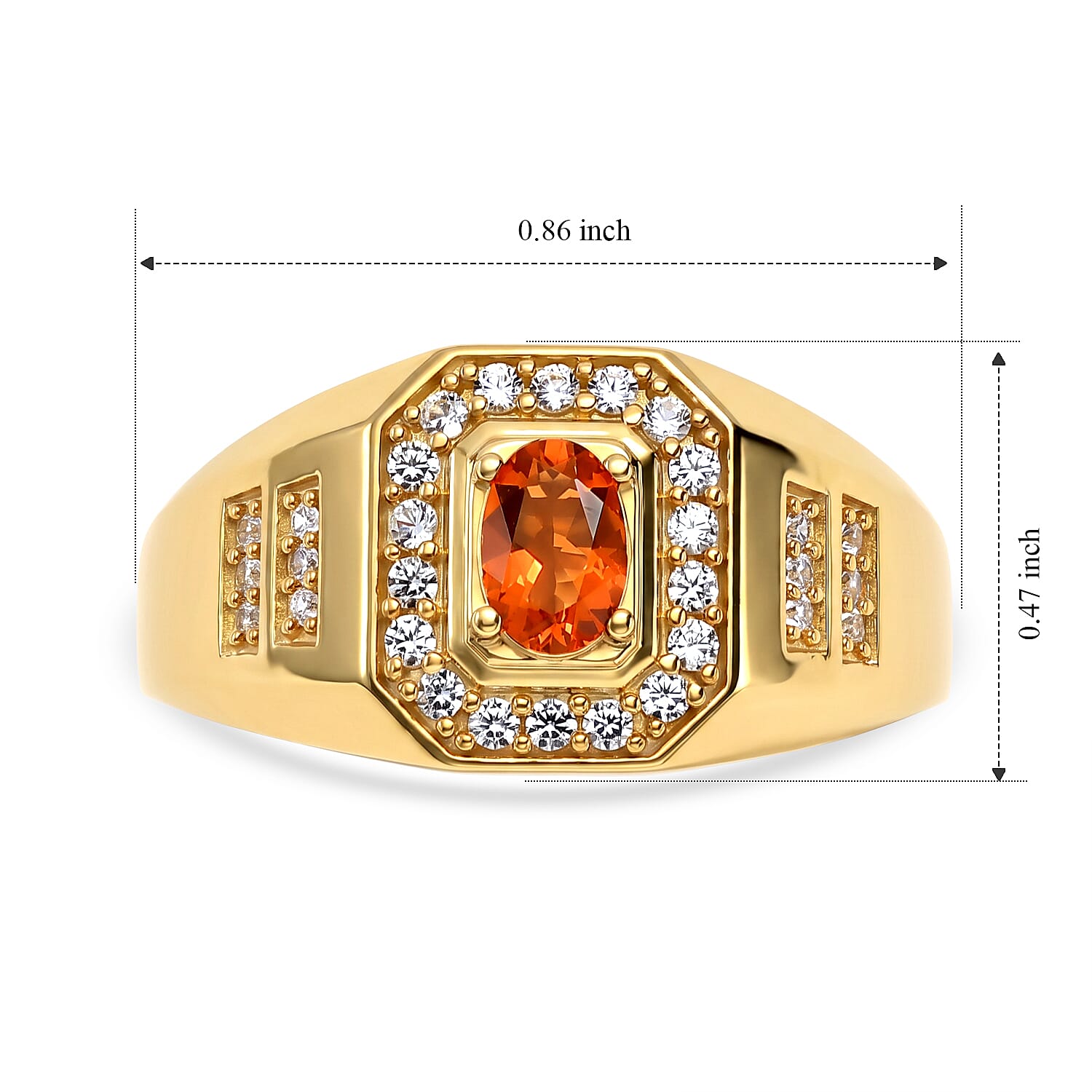 EverTrue AAA Crimson Fire Opal and White Zircon 0.75 ctw Men's Ring 18K YG Plated (Size 9.0)
