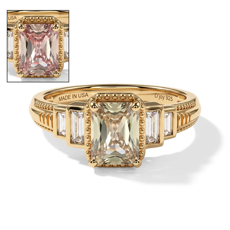 D'Joy AAA Turkizite and Moissanite 1.50 ctw Vintage Dyanasty Ring in 18K Vermeil Yellow Gold Over Sterling Silver (Size 6.0)
