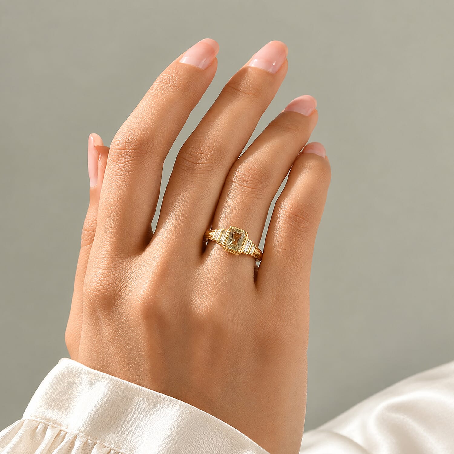 D'Joy AAA Turkizite and Moissanite 1.50 ctw Vintage Dyanasty Ring in 18K Vermeil Yellow Gold Over Sterling Silver (Size 6.0)