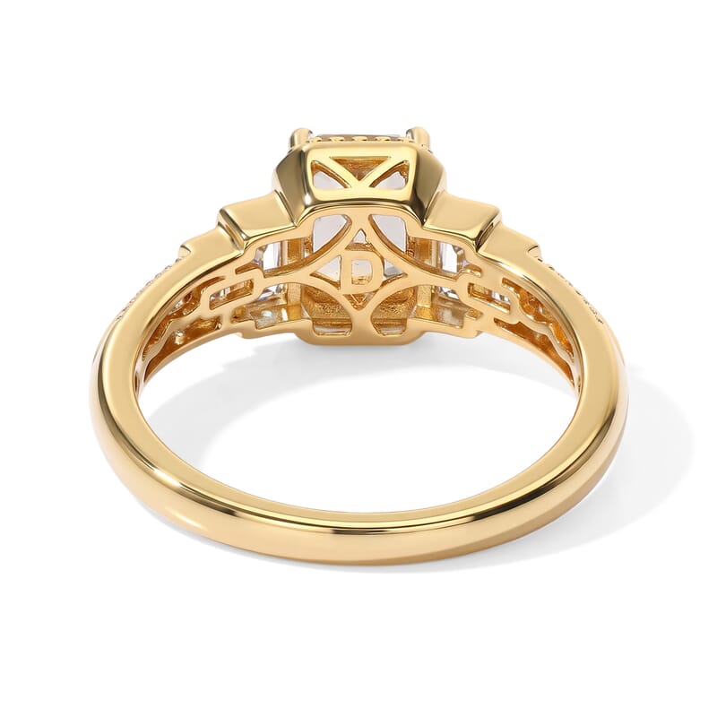D'Joy AAA Turkizite and Moissanite 1.50 ctw Vintage Dyanasty Ring in 18K Vermeil Yellow Gold Over Sterling Silver (Size 6.0)
