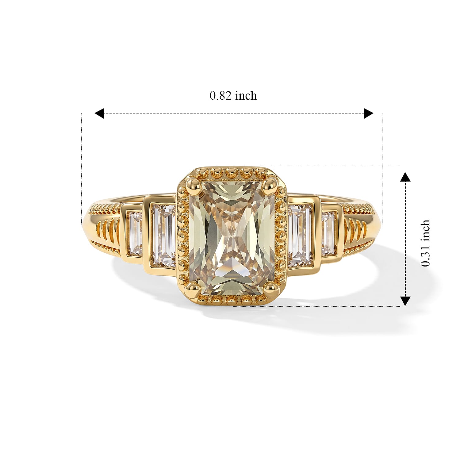 D'Joy AAA Turkizite and Moissanite 1.50 ctw Vintage Dyanasty Ring in 18K Vermeil Yellow Gold Over Sterling Silver (Size 6.0)