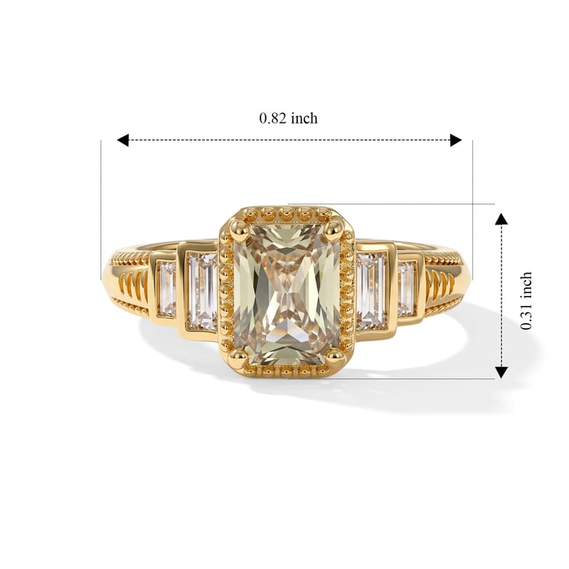 D'Joy AAA Turkizite and Moissanite 1.50 ctw Vintage Dyanasty Ring in 18K Vermeil Yellow Gold Over Sterling Silver (Size 6.0)