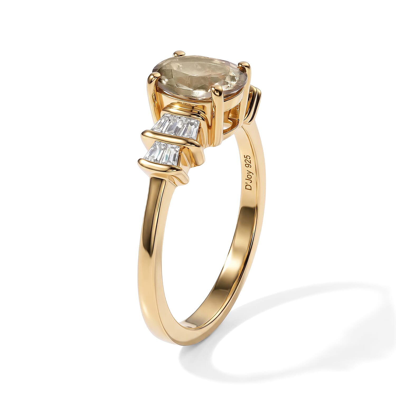 D'Joy AAA Turkizite and Moissanite 1.75 ctw Ring in 18K Vermeil Yellow Gold Over Sterling Silver (Size 6.0)