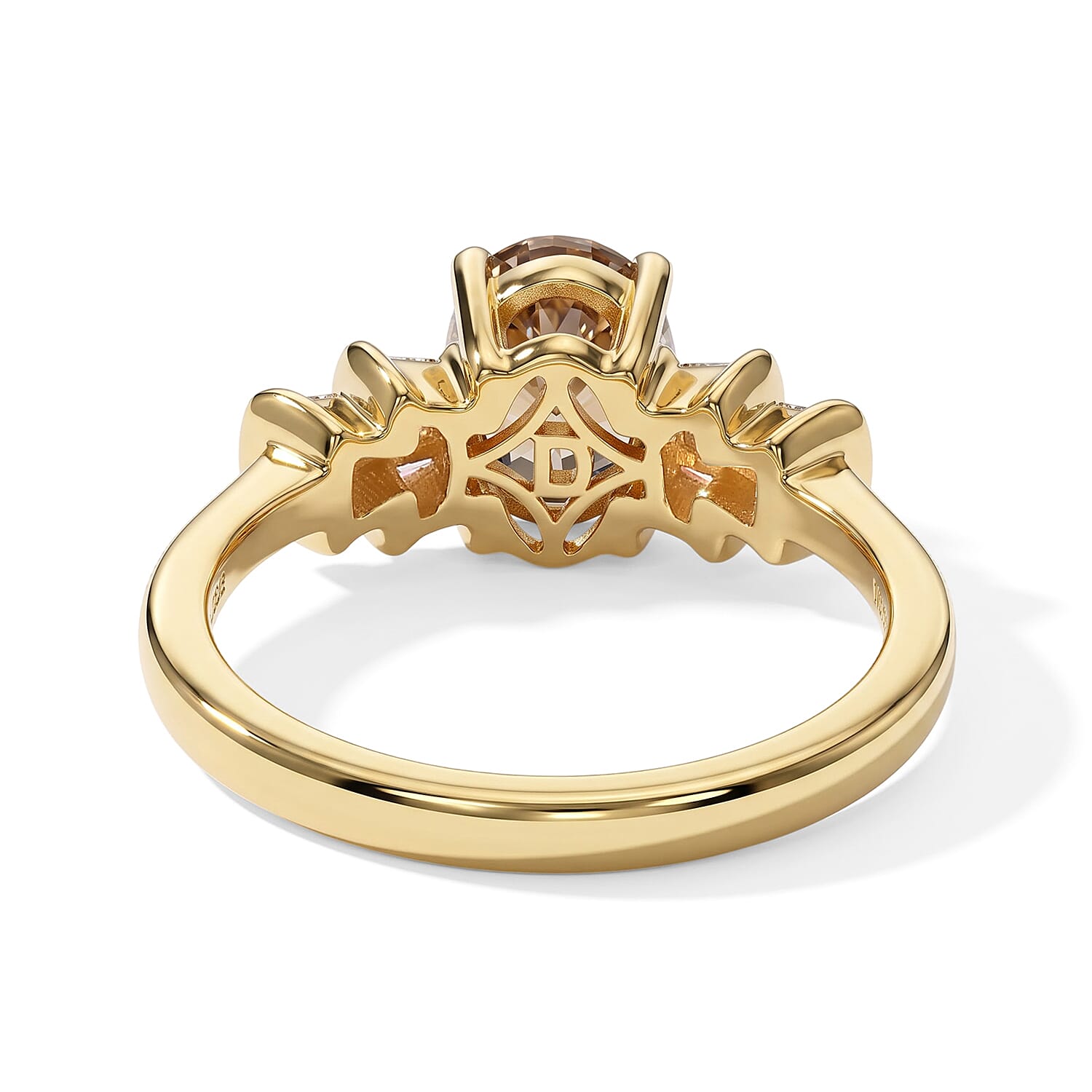 D'Joy AAA Turkizite and Moissanite 1.75 ctw Ring in 18K Vermeil Yellow Gold Over Sterling Silver (Size 6.0)