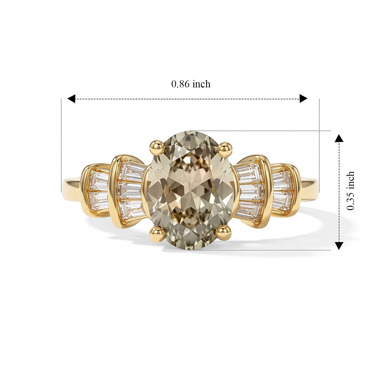 D'Joy AAA Turkizite and Moissanite 1.75 ctw Ring in 18K Vermeil Yellow Gold Over Sterling Silver (Size 6.0)