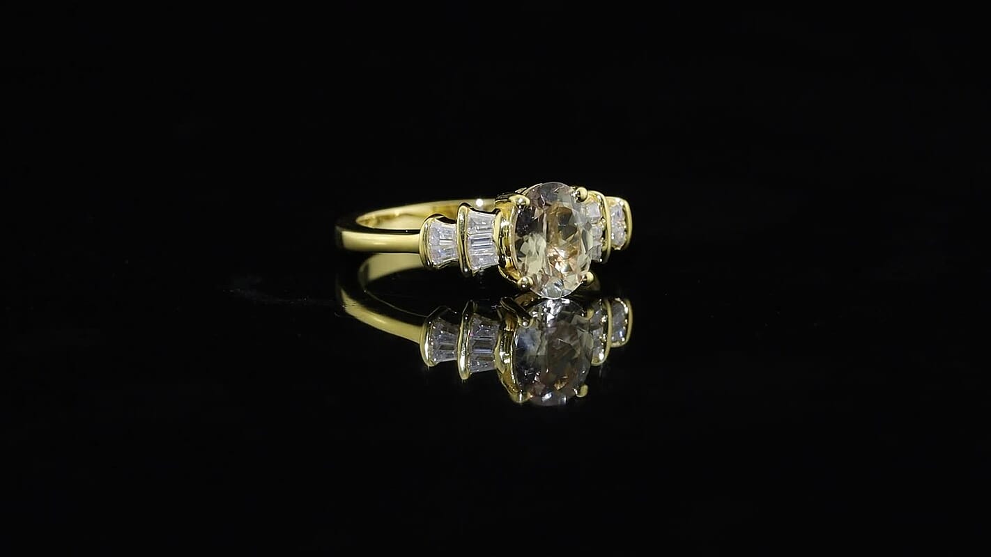 D''Joy AAA Turkizite, Moissanite Ring in 18K Vermeil YG Over Sterling Silver (Size 10.0) 1.75 ctw
