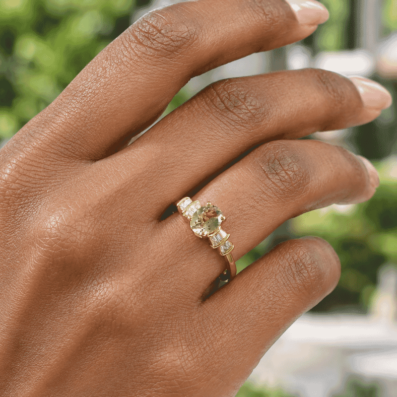 D'Joy AAA Turkizite and Moissanite 1.75 ctw Golden Crown Ring in 18K Vermeil Yellow Gold Over Sterling Silver (Size 7.0)