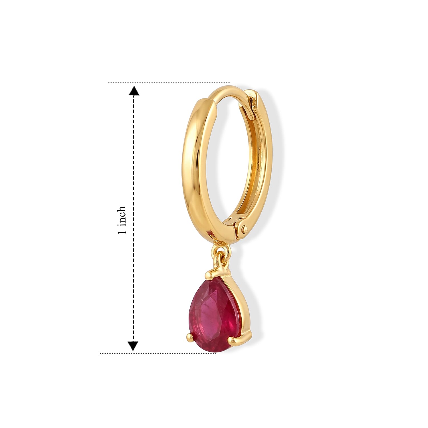 D'Joy Premium Niassa Ruby (FF) 1.50 ctw Earrings in 18K Vermeil Yellow Gold Over Sterling Silver