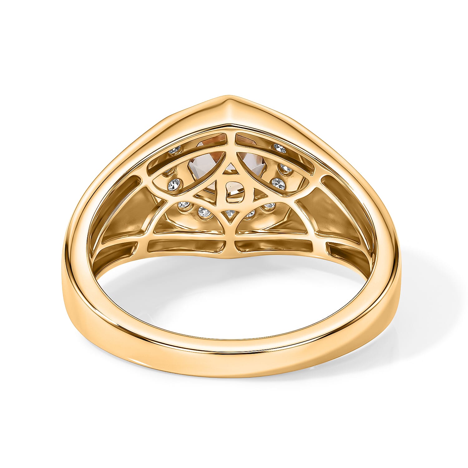 D'Joy AAA Turkizite and Moissanite 1.60 ctw Men's Ring in 18K Vermeil Yellow Gold Over Sterling Silver (Size 10.0)
