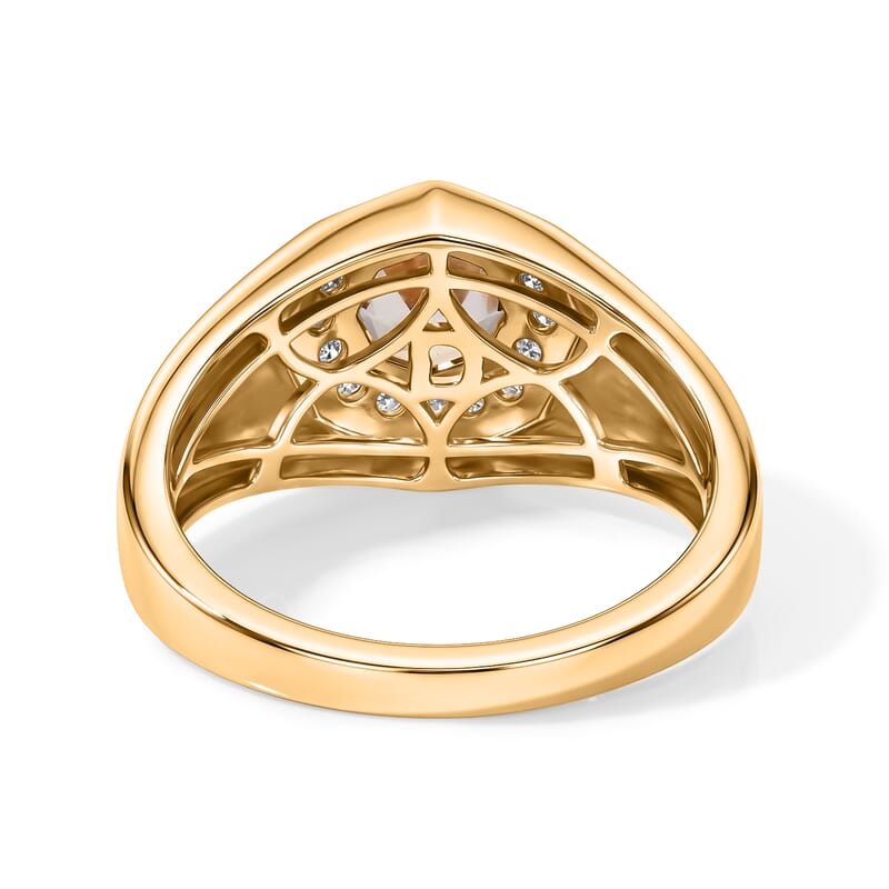 D'Joy AAA Turkizite and Moissanite 1.60 ctw Men's Ring in 18K Vermeil Yellow Gold Over Sterling Silver (Size 10.0)