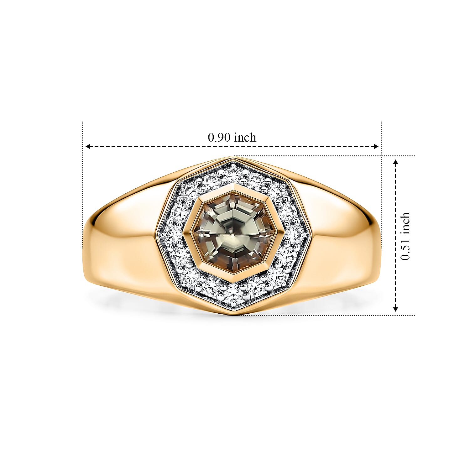 D'Joy AAA Turkizite and Moissanite 1.60 ctw Men's Ring in 18K Vermeil Yellow Gold Over Sterling Silver (Size 10.0)