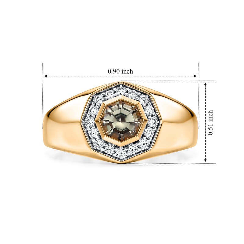 D'Joy AAA Turkizite and Moissanite 1.60 ctw Men's Ring in 18K Vermeil Yellow Gold Over Sterling Silver (Size 10.0)