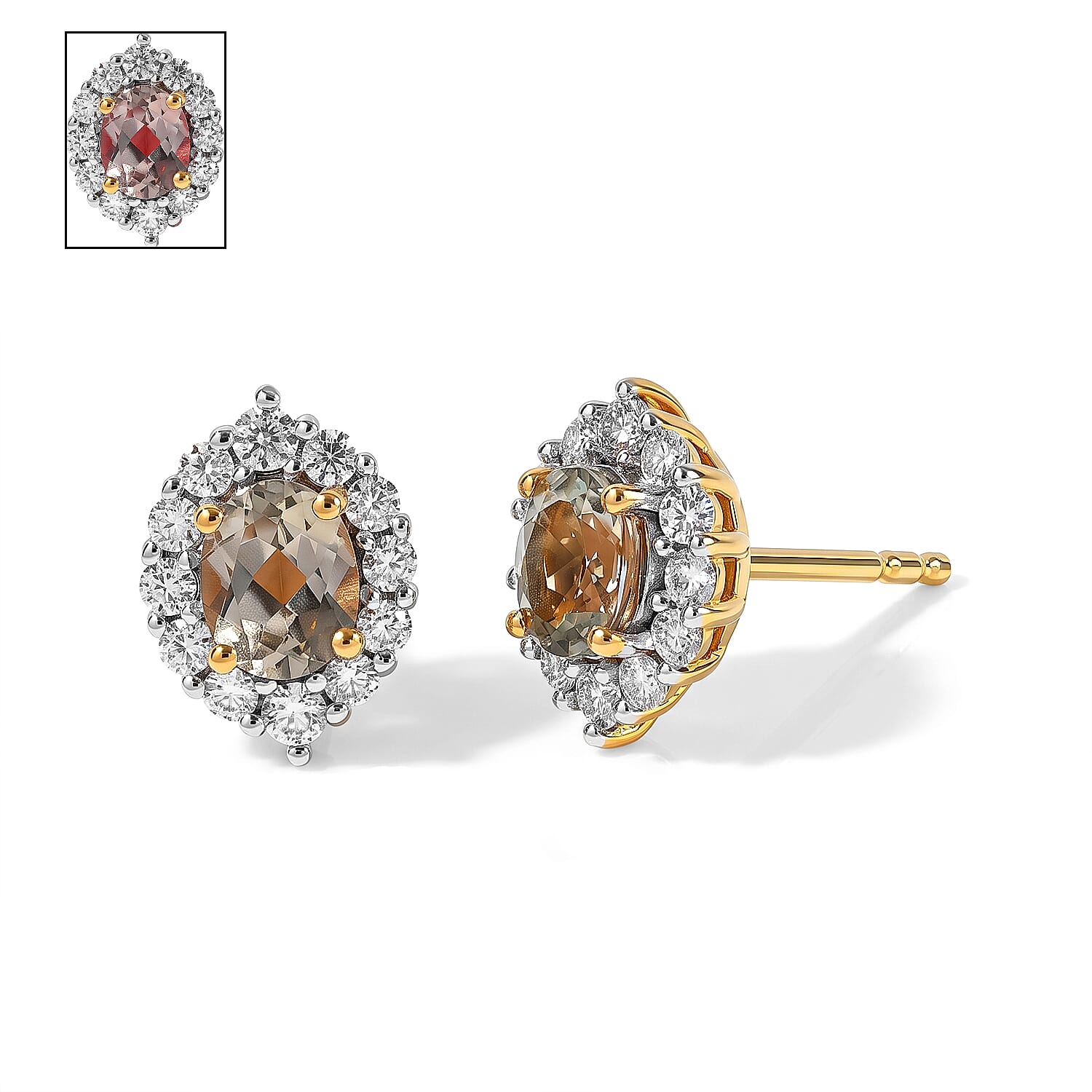 D'Joy AAA Turkizite and Moissanite 1.60 ctw Earrings in 18K Vermeil Yellow Gold Over Sterling Silver