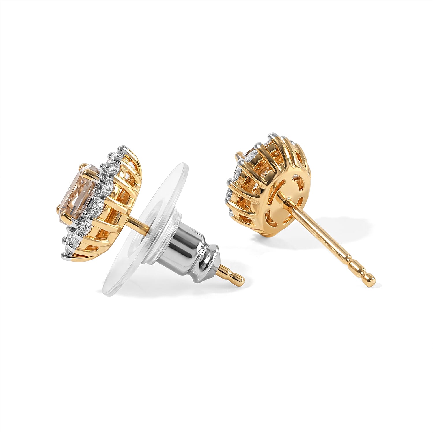 D'Joy AAA Turkizite and Moissanite 1.60 ctw Earrings in 18K Vermeil Yellow Gold Over Sterling Silver