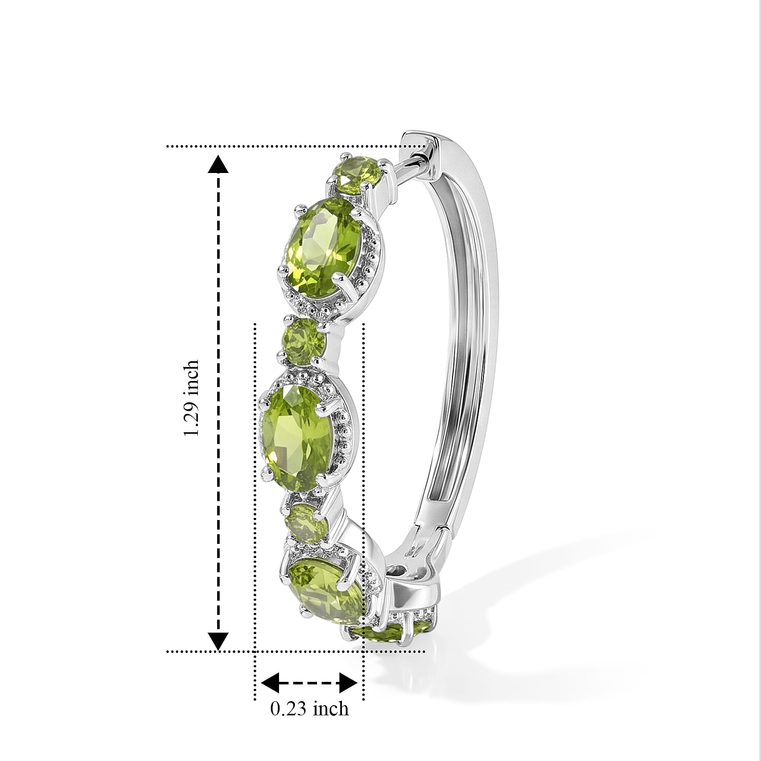 D'Joy Premium Hebei Peridot 4.50 ctw Hoop Earrings in Rhodium Over Sterling Silver