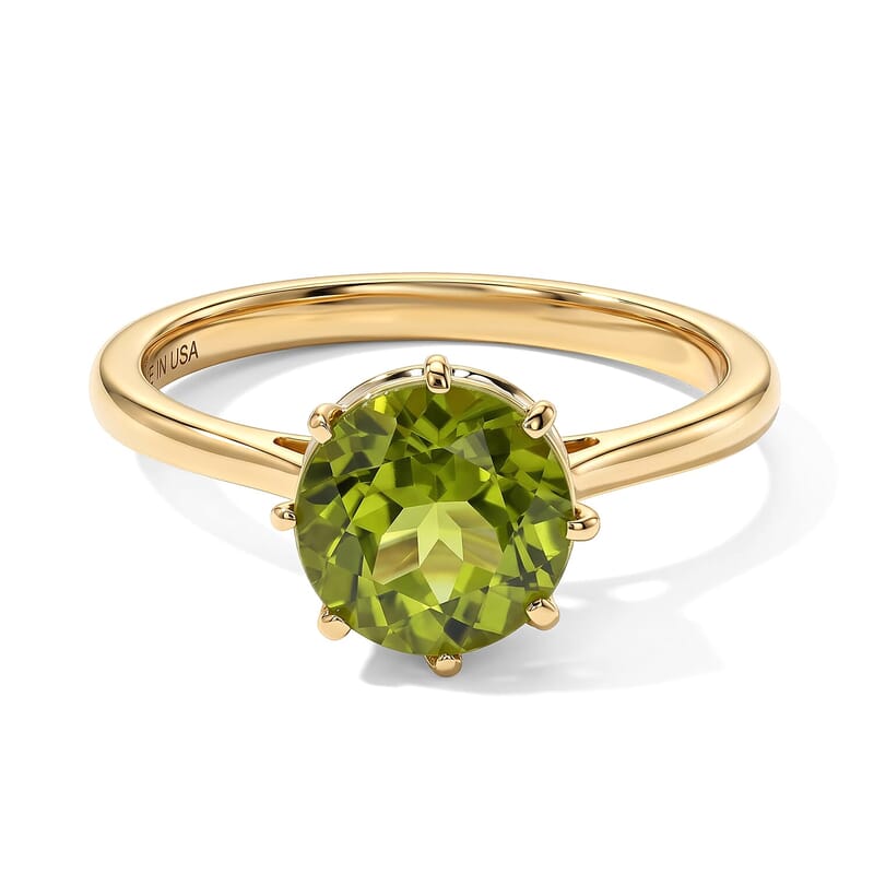 D'Joy Premium Hebei Peridot, Moissanite Solitaire Ring in 18K Vermeil YG Over Sterling Silver (Size 6.0) 3.00 ctw