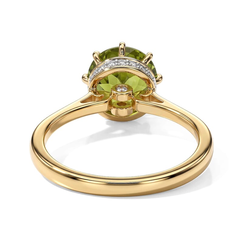 D'Joy Premium Hebei Peridot, Moissanite Solitaire Ring in 18K Vermeil YG Over Sterling Silver (Size 6.0) 3.00 ctw