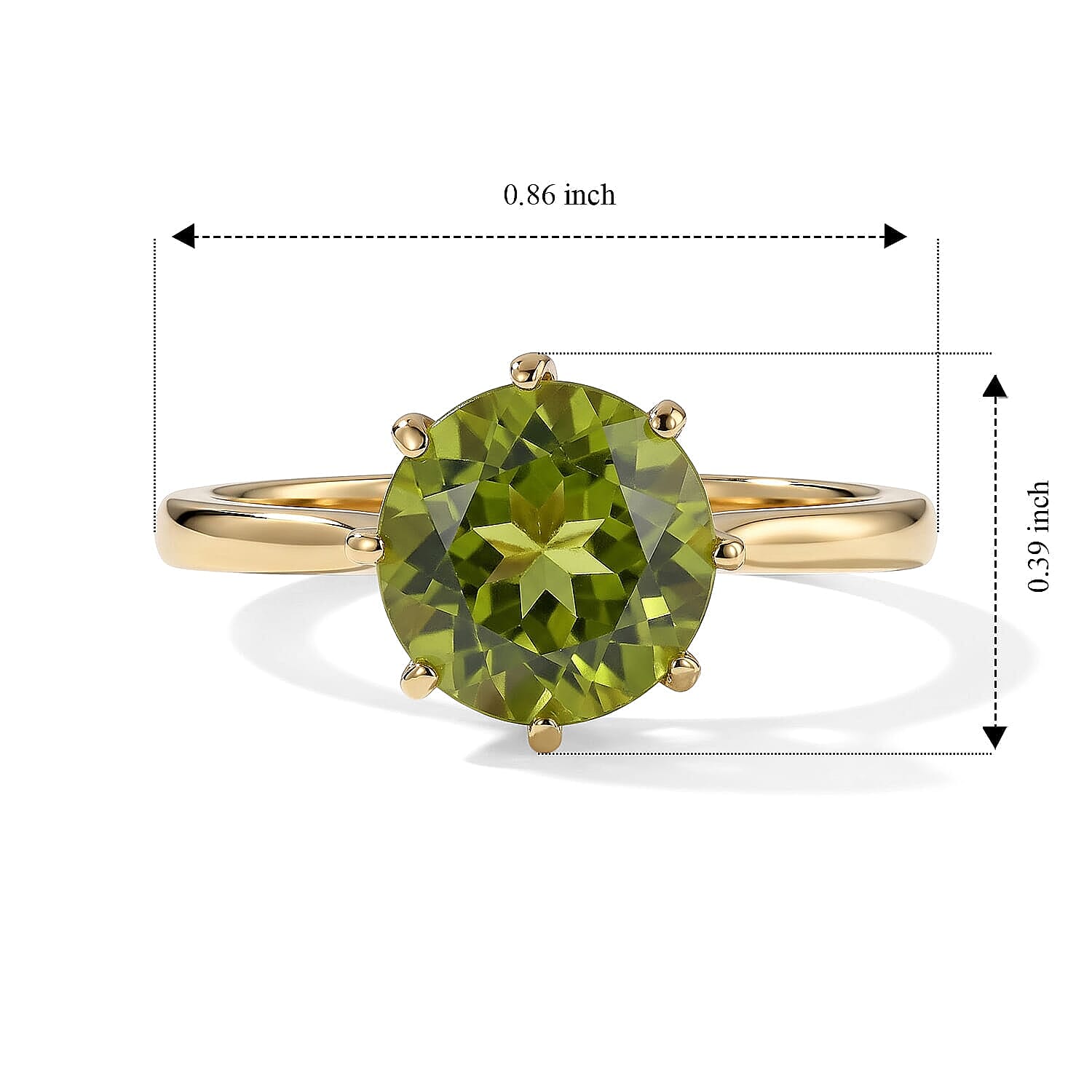 D'Joy Premium Hebei Peridot, Moissanite Solitaire Ring in 18K Vermeil YG Over Sterling Silver (Size 6.0) 3.00 ctw
