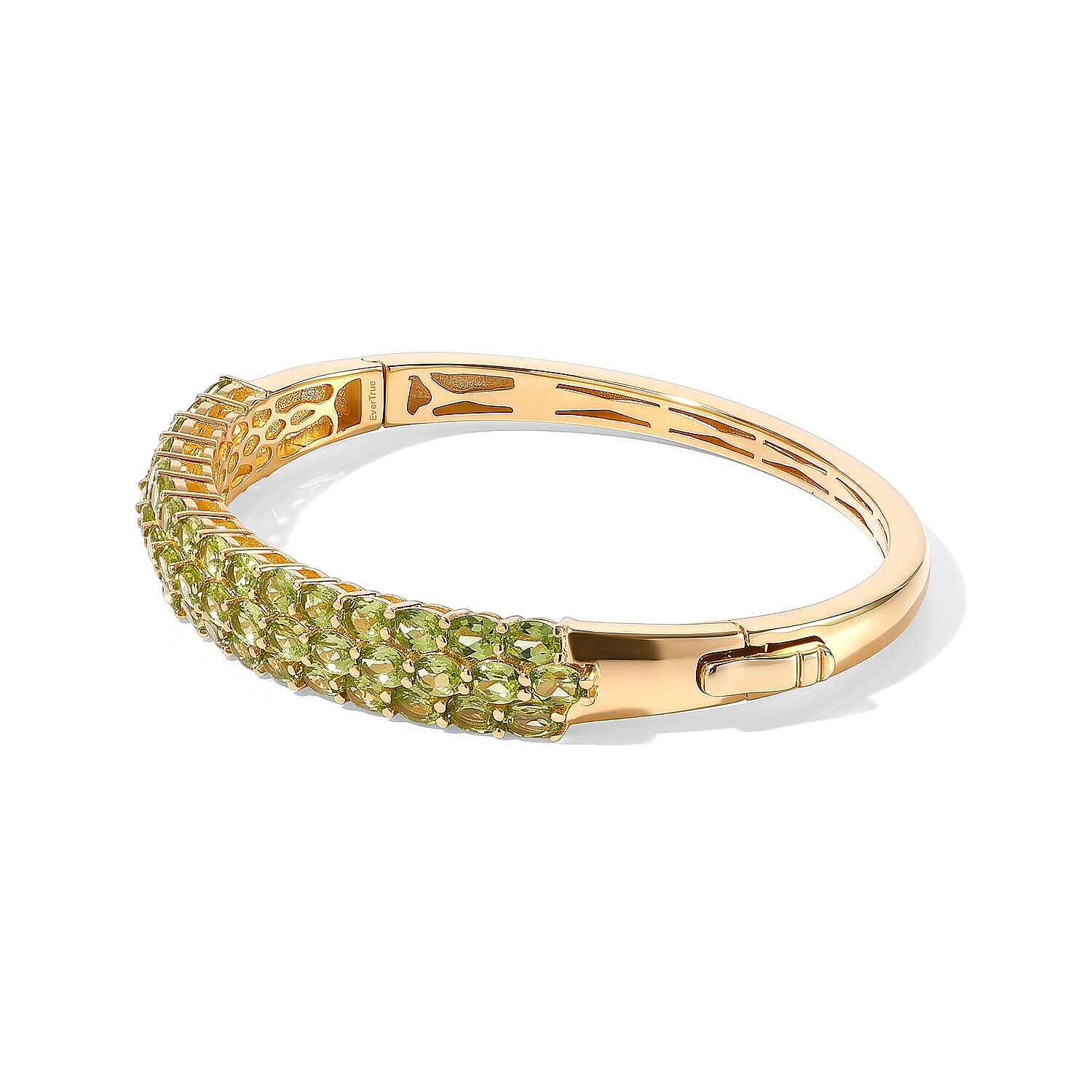 EverTrue Premium Hebei Peridot 7.20 ctw Bangle Bracelet in 18K YG Plated (6.50 In)