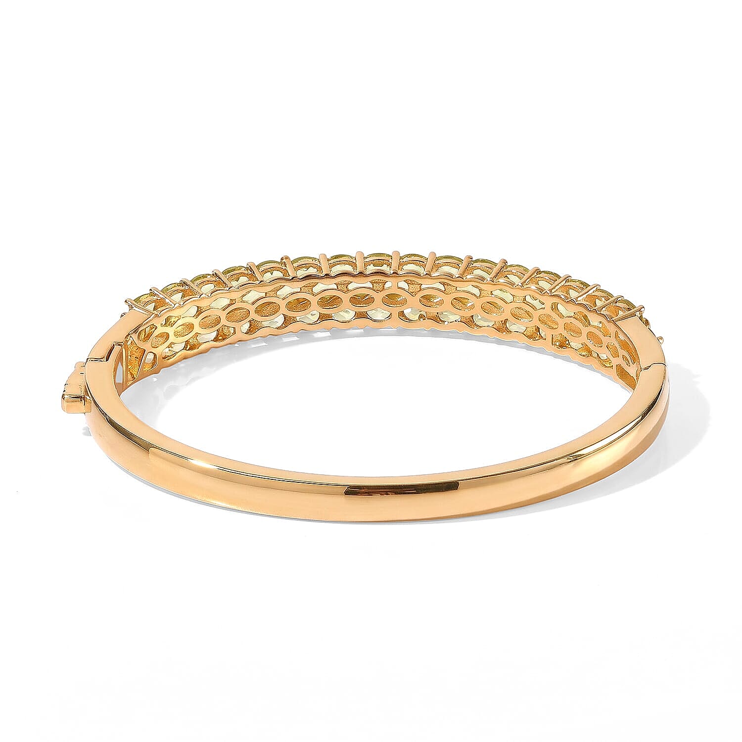 EverTrue Premium Hebei Peridot 7.20 ctw Bangle Bracelet in 18K YG Plated (6.50 In)