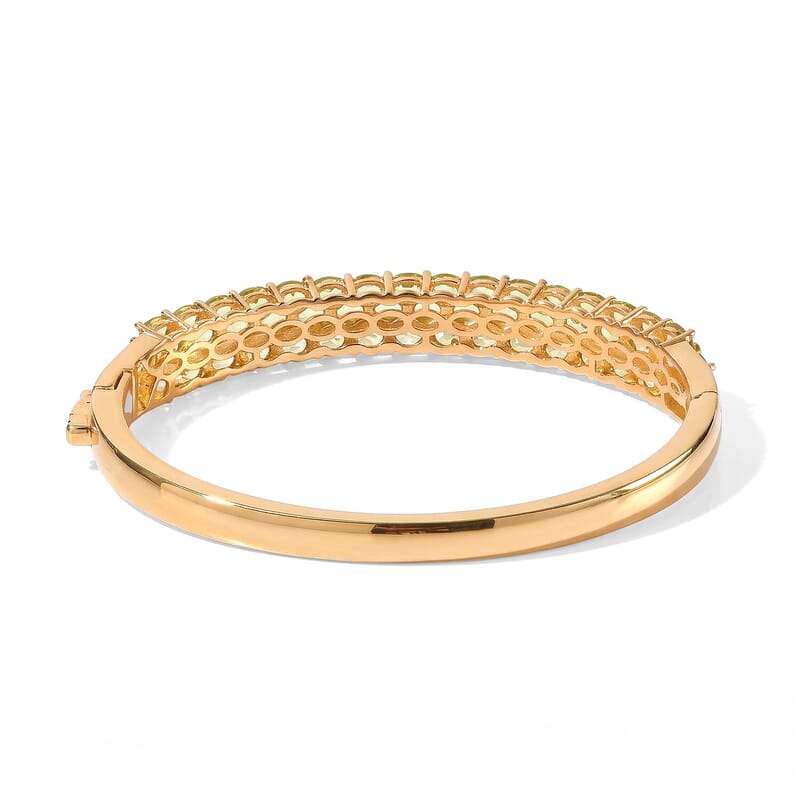 EverTrue Premium Hebei Peridot 7.20 ctw Bangle Bracelet in 18K YG Plated (6.50 In)