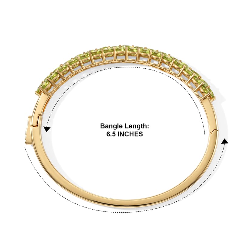 EverTrue Premium Hebei Peridot 7.20 ctw Bangle Bracelet in 18K YG Plated (6.50 In)