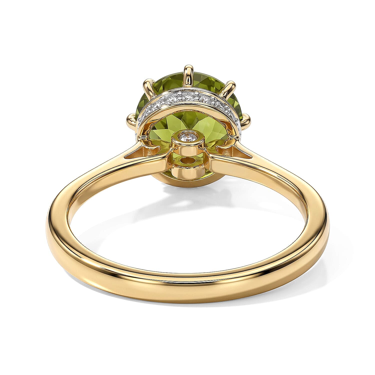 D'Joy Premium Hebei Peridot and Moissanite 3.00 ctw Gardenia Solitaire Ring in 18K Vermeil Yellow Gold Over Sterling Silver (Size 9.0)