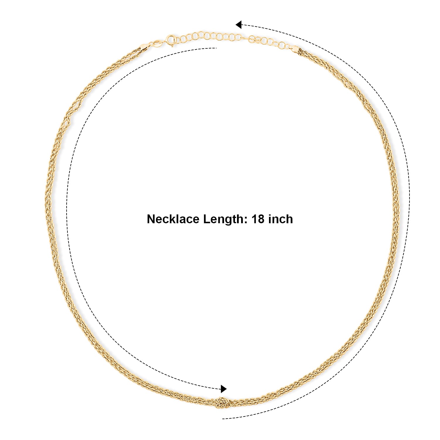 Italian Two Strand Knot Rope Chain Necklace in 10K Yellow Gold (18-20 Inches) 2.7 Grams