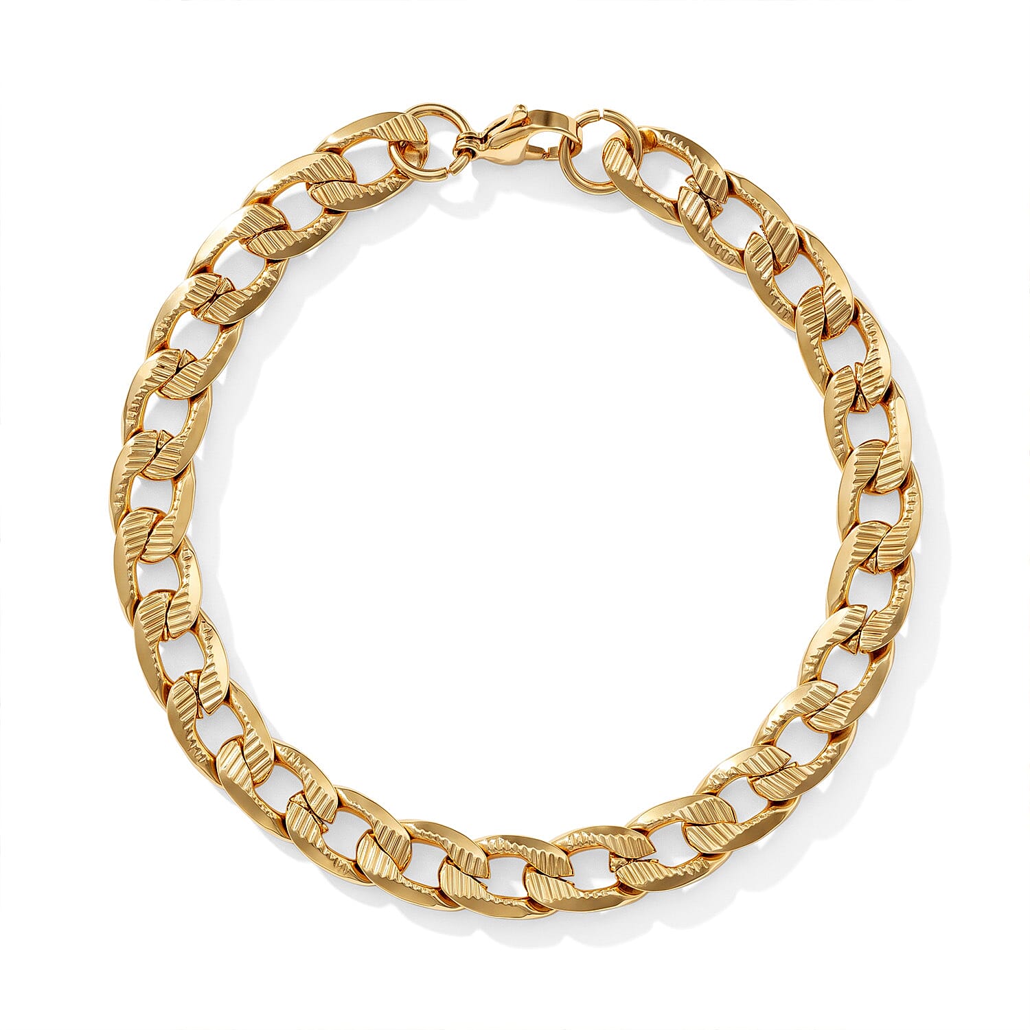 Textured Flat Curb Chain Bracelet in ION Plated YG Stainless Steel (8.50 In)