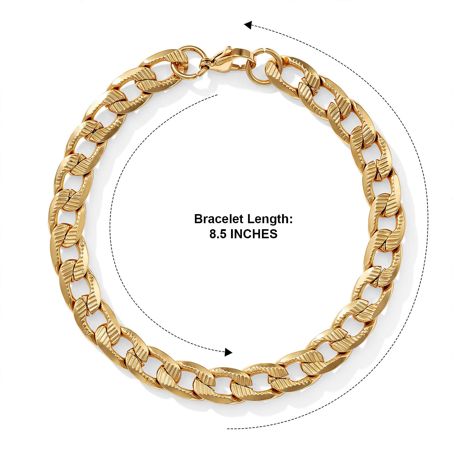 Textured Flat Curb Chain Bracelet in ION Plated YG Stainless Steel (8.50 In)