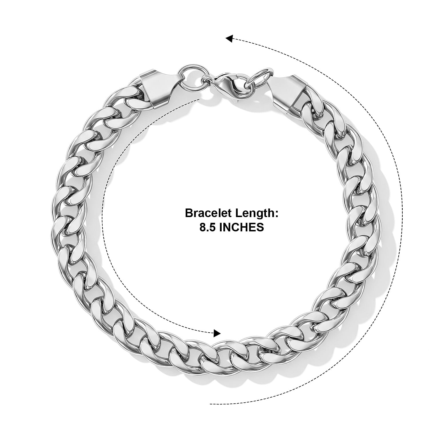 Flat Curb Chain Bracelet in Stainless Steel (8.50 In)