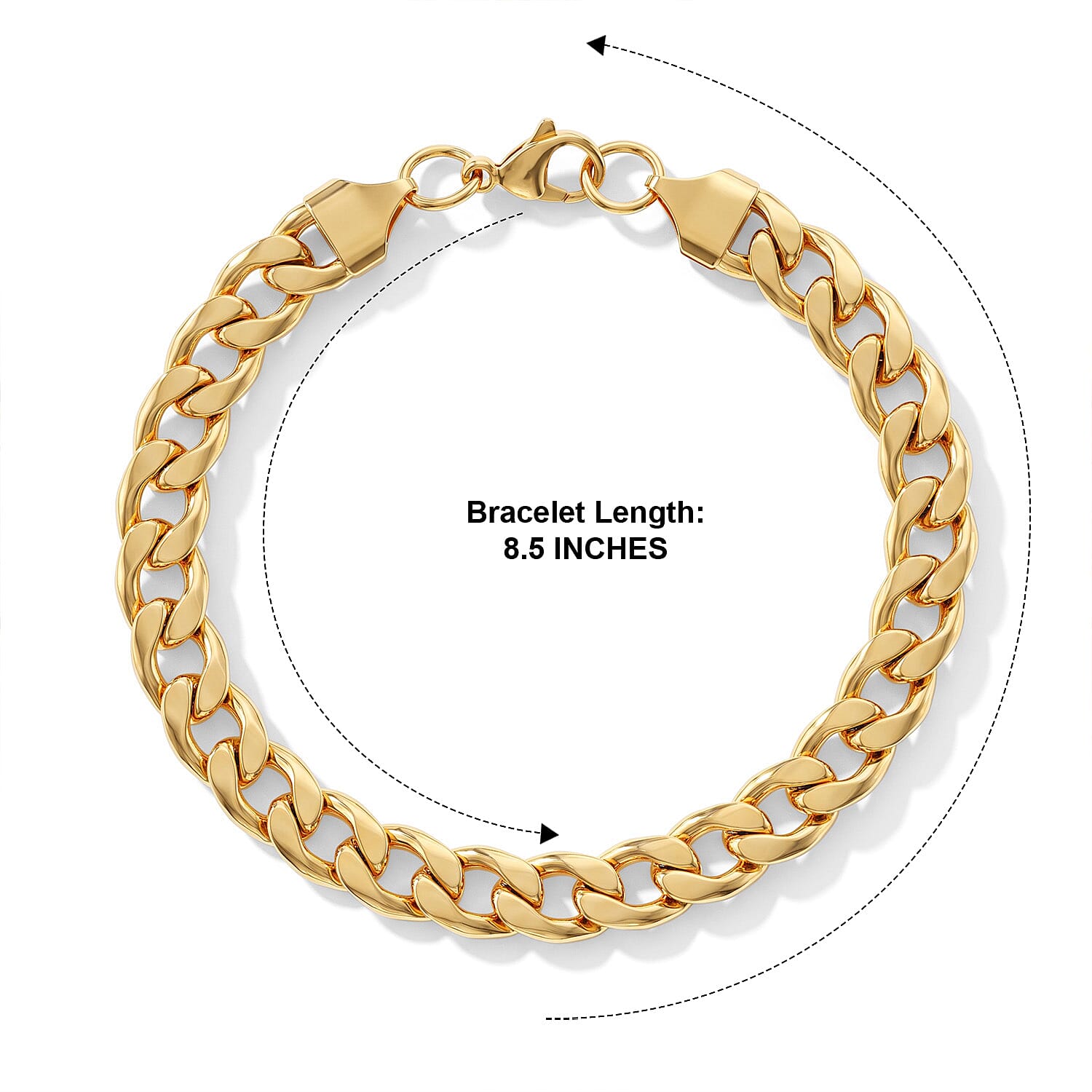 Flat Curb Chain Bracelet in ION Plated YG Stainless Steel (8.50 In)