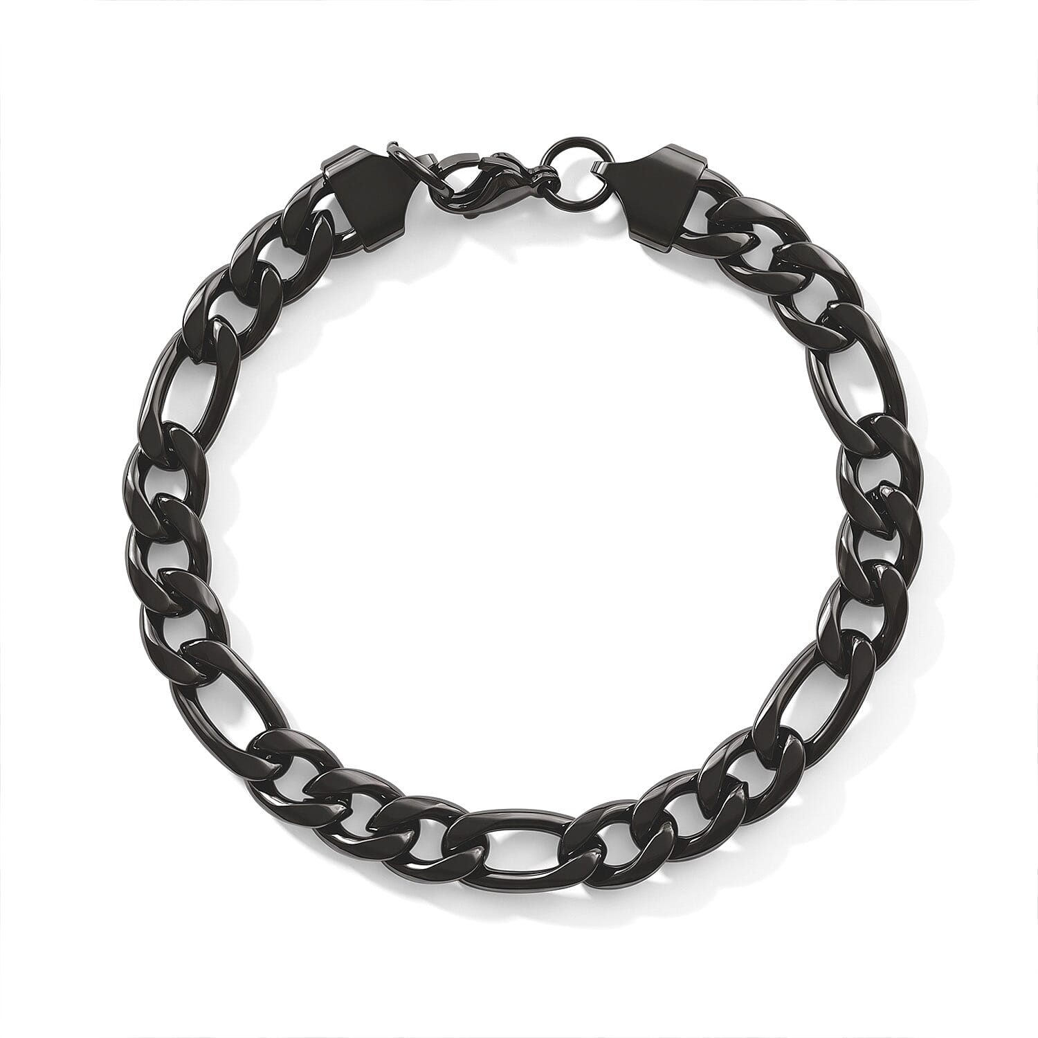Figaro Chain Bracelet in ION Plated Black Stainless Steel (8.50 In)