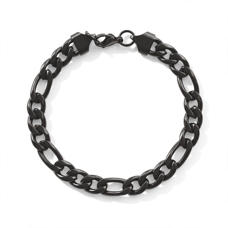 Figaro Chain Bracelet in ION Plated Black Stainless Steel (8.50 In)