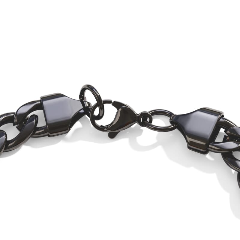 Figaro Chain Bracelet in ION Plated Black Stainless Steel (8.50 In)