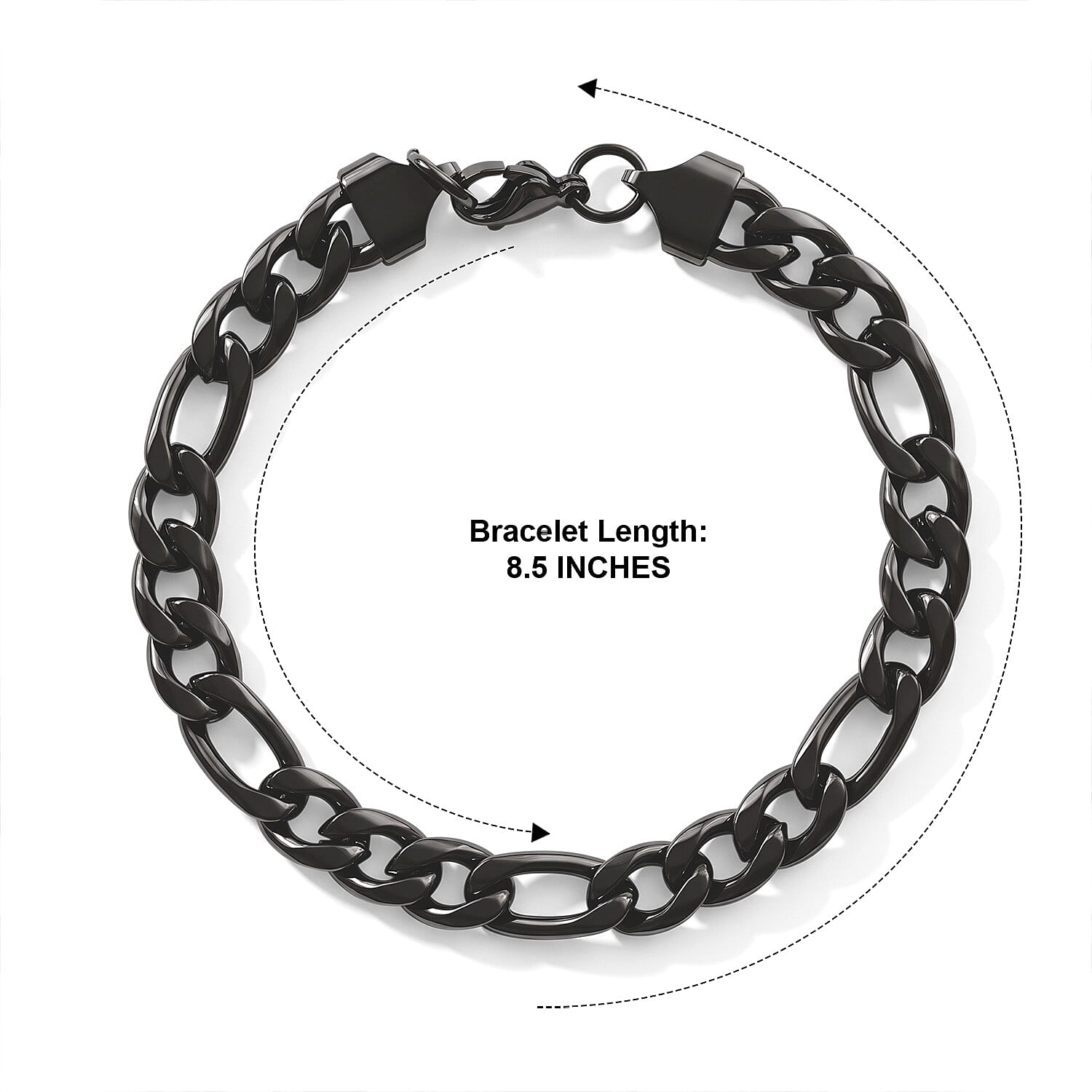 Figaro Chain Bracelet in ION Plated Black Stainless Steel (8.50 In)