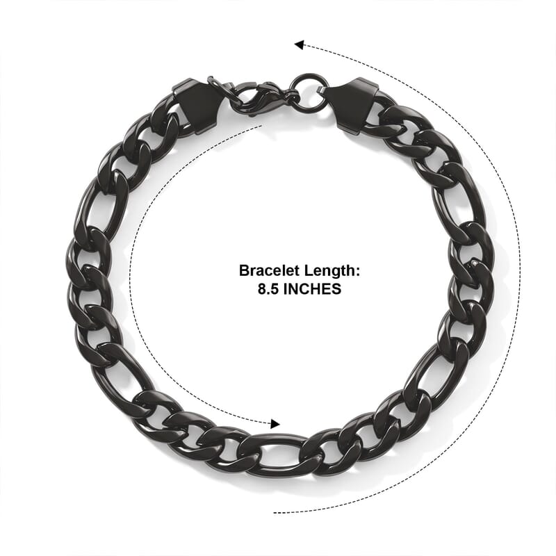 Figaro Chain Bracelet in ION Plated Black Stainless Steel (8.50 In)