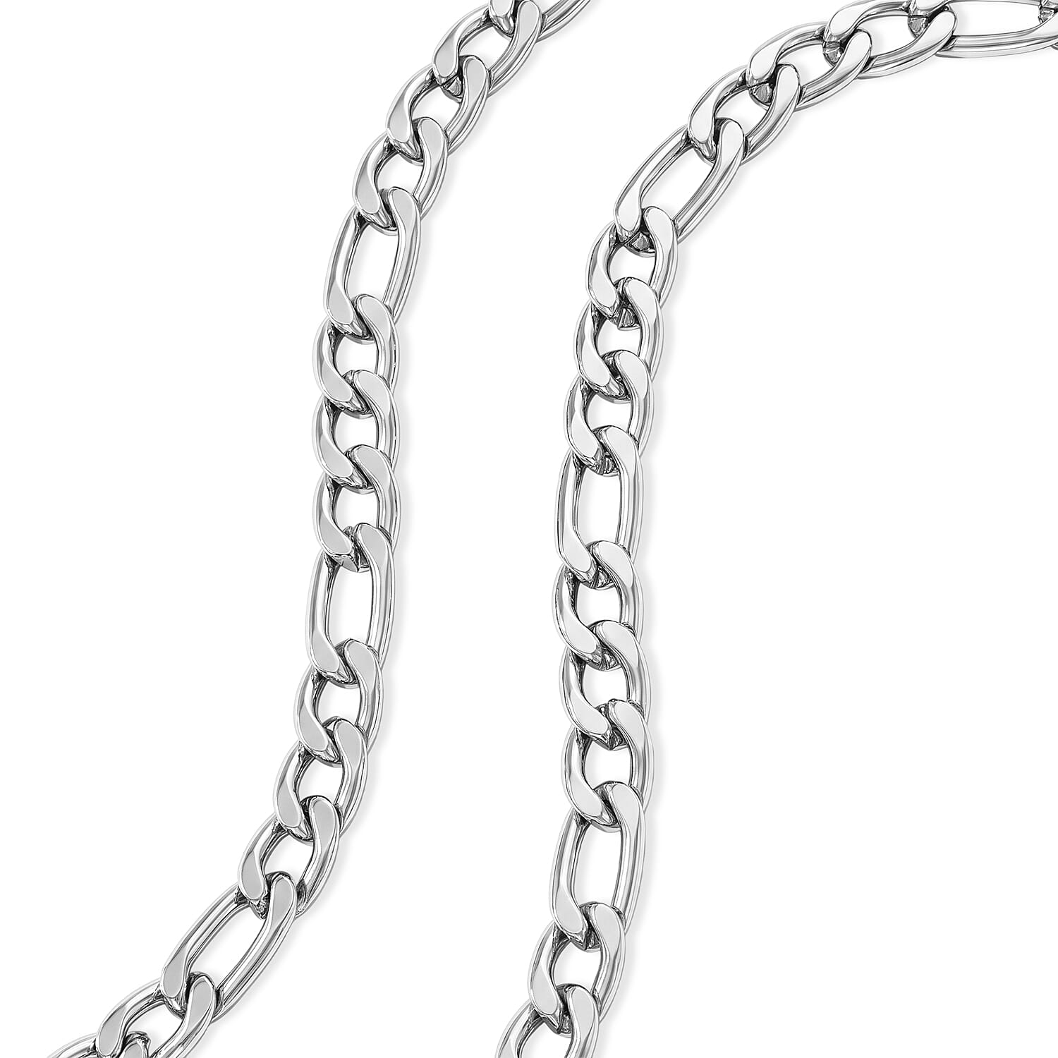 Figaro Chain Necklace in Stainless Steel 24 Inches 15.15 Grams